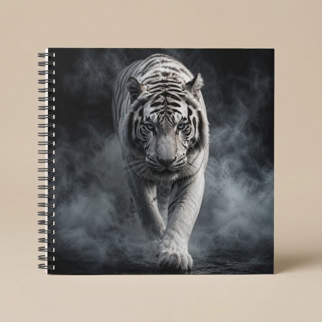 White Tiger Walking Through Smoke Notebook (Creator Uploaded)