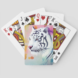 White Tiger Wild Nature Animal Colors Art Painting Playing Cards
