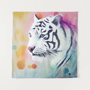 White Tiger Wild Nature Animal Colors Art Painting Tapestry