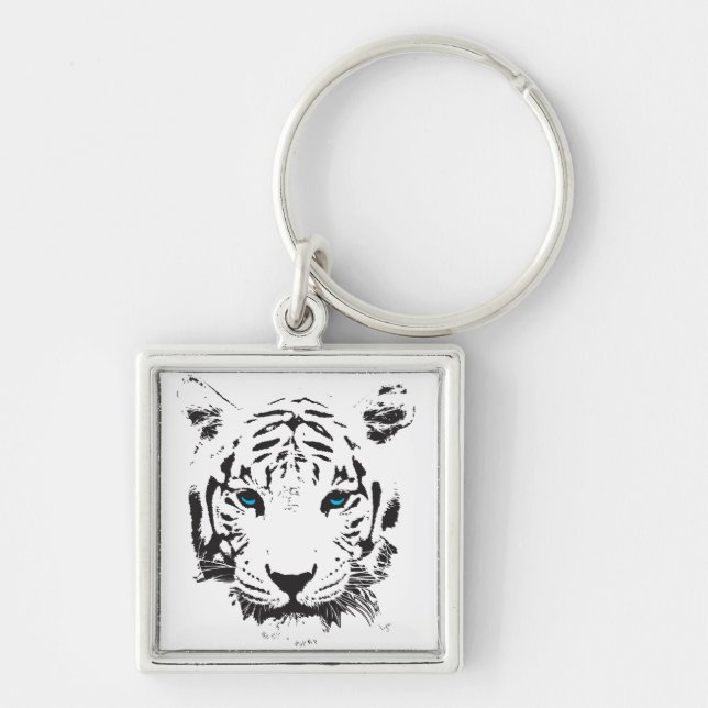 White Tiger with Blue Eyes Keychain (Front)