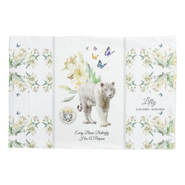  White Tiger Yellow Lilly Pillowcase (Back)