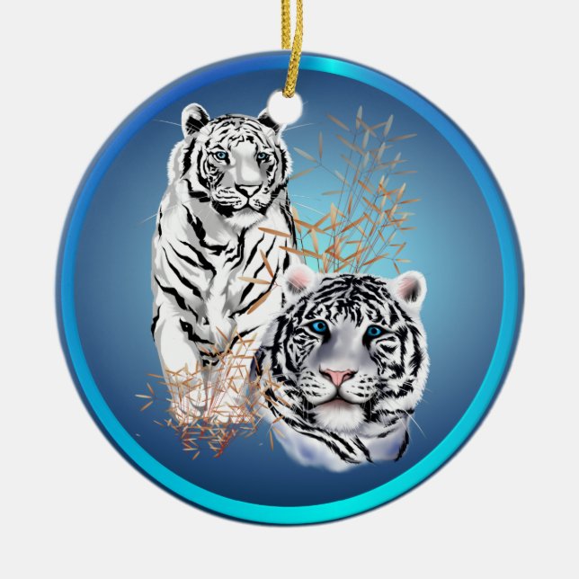 White Tigers -Ornaments Ceramic Ornament (Front)