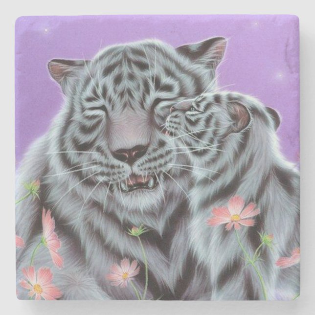 White Tigers Stone Coaster (Front)
