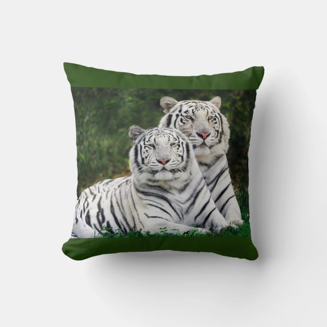 White Tigers Throw Pillow (Front)