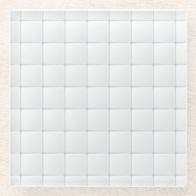 White tile glass coaster (Front)
