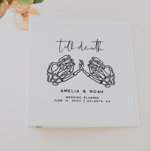 White Till Death Skeleton Hands Wedding Planner Binder