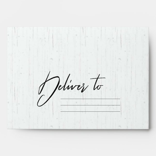 WHITE TIMBER WOODEN GOLD AQUA BLUE FLORAL ADDRESS ENVELOPE (Front)
