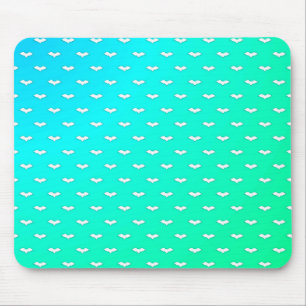 White Tiny Bats Teal Mouse Pad