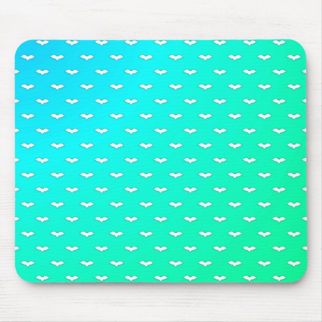 White Tiny Bats Teal Mouse Pad (Front)
