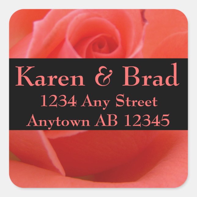 White Tip Pink Rose Wedding Return Address Label (Front)