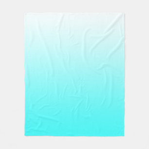 White to Aqua Blue Gradient Fleece Blanket