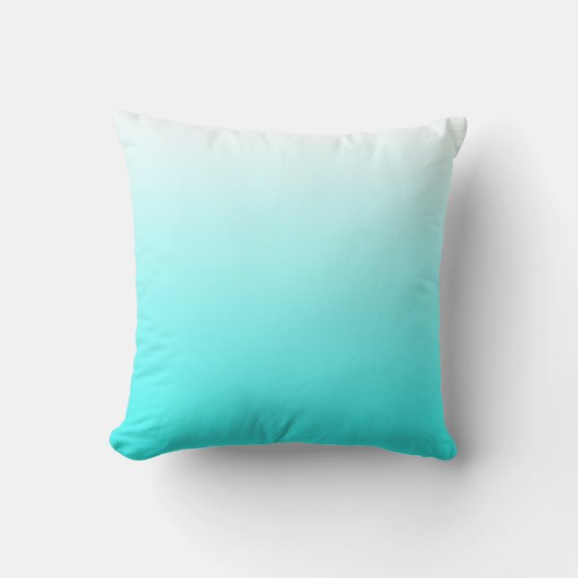 White to Aqua Blue Gradient Throw Pillow (Front)