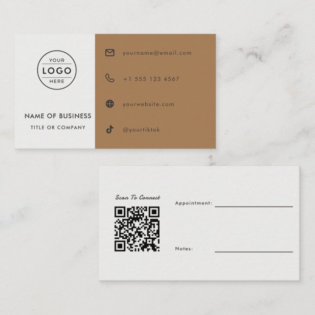 White Toffee QR Code Appointment Architect Custom Business Card (Front/Back)