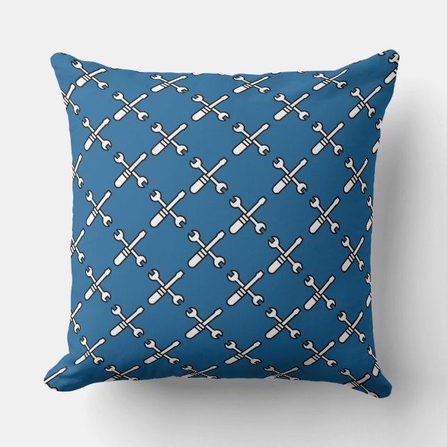 White Tools over Classic Blue Colour  Throw Pillow (Front)