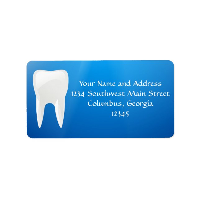 White Tooth on Blue Background Label (Front)