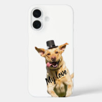 White Top Hat Labrador Retriever Dog iPhone 16 Cas