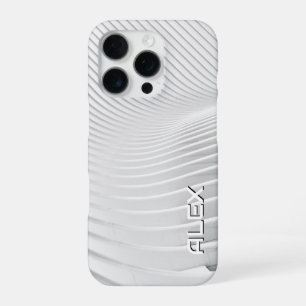 White Topographical Wave Pattern – Minimalist  iPhone 16 Pro Case