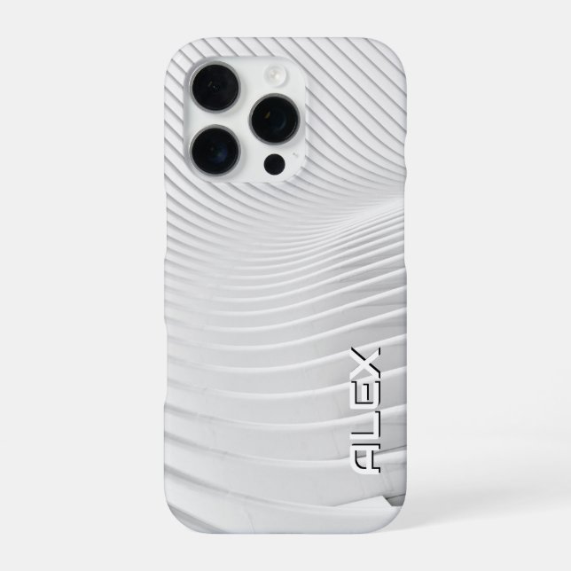 White Topographical Wave Pattern – Minimalist  iPhone Case (Back)