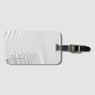 White Topographical Wave Pattern – Minimalist  Luggage Tag