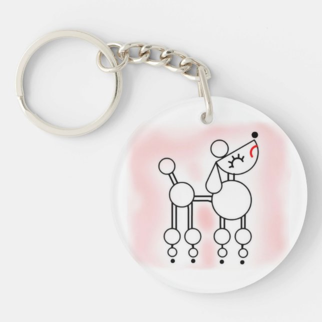 White Toy Poodle Acrylic Keychain (Front)