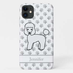 White Toy Poodle Cute Cartoon Dog & Name iPhone 11 Case