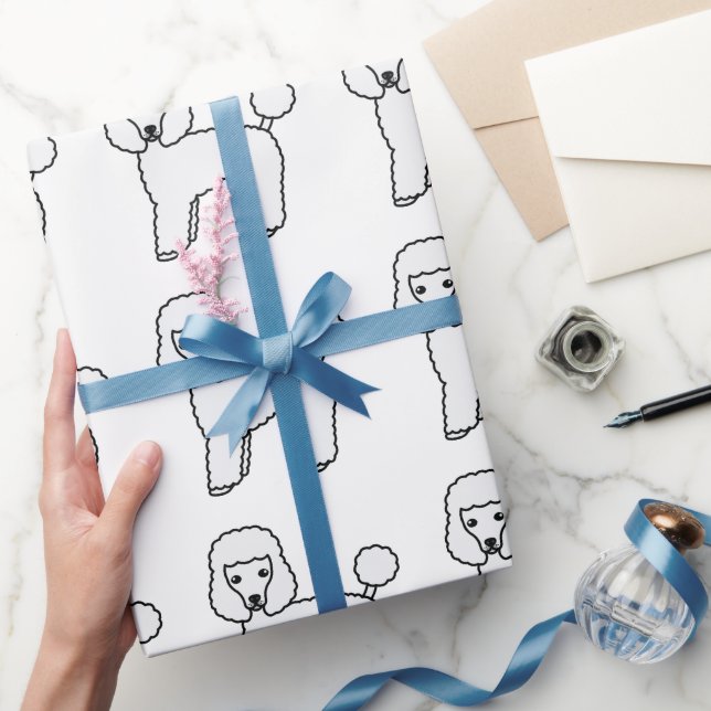 White Toy Poodle Cute Cartoon Dog Pattern Wrapping Paper (Gifting)