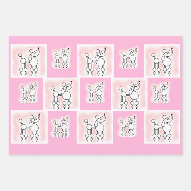 White Toy Poodle Gift Wrap Sheet Set (Front)