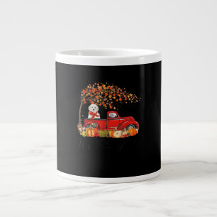 White Toy Poodle It’s Fall Y’all Pumpkin Fall  Large Coffee Mug