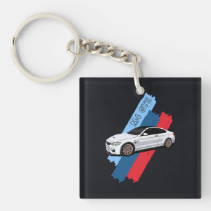 White Track Beast Performance Racing Stripes Keychain
