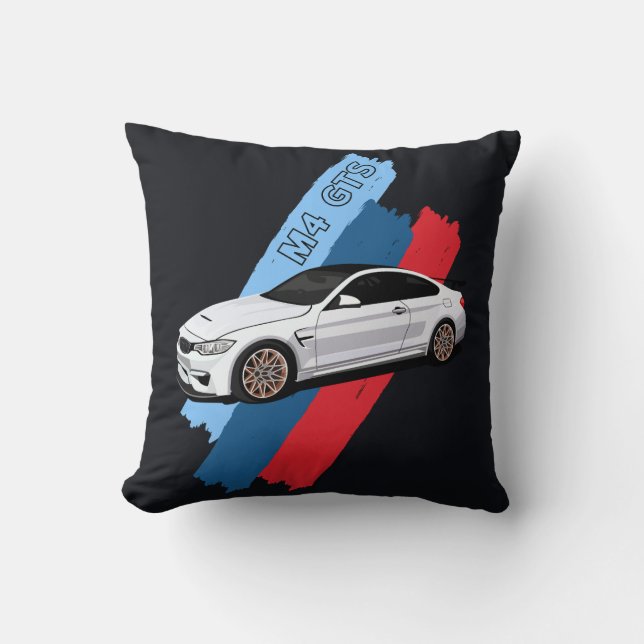 White Track Beast Performance Racing Stripes Throw Pillow (Front)