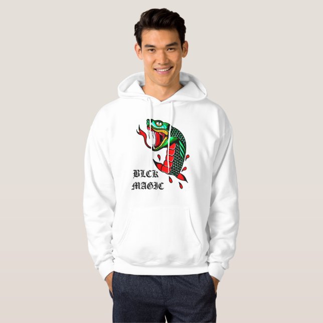 White Traditional Snake Hoodie (Front Full)