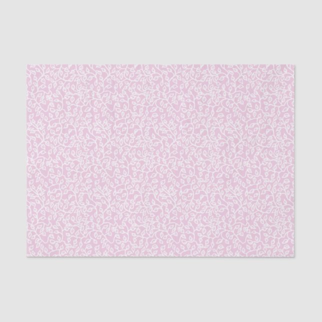 White Trailing Leaves Pattern on Pale Pink Tissue Paper (Front)