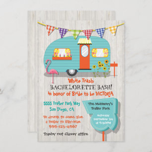 White Trash Bachelorette bash party invitation