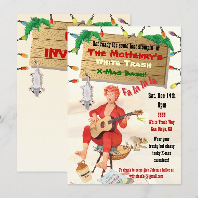 White Trash Christmas Bash Invitations (Front/Back)