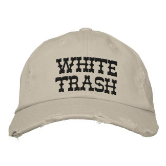 WHITE TRASH EMBROIDERED HAT
