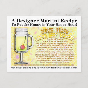 White Trash Lemon Drop Joke Martini Recipe Postcar Postcard