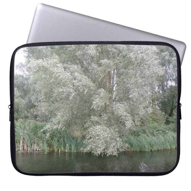 White Tree and River Landscape Laptop Sleeve (Front)