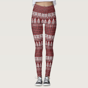 White Tree and Snowflake Leggings