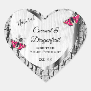White Tree Bark with Pink Butterfly Product Labels