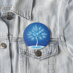 White Tree In The Snow 3 Inch Round Button
