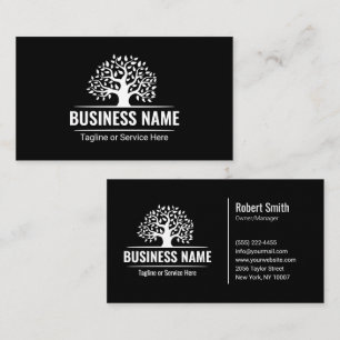 White Tree Logo Professional Landscaping Services Business Card