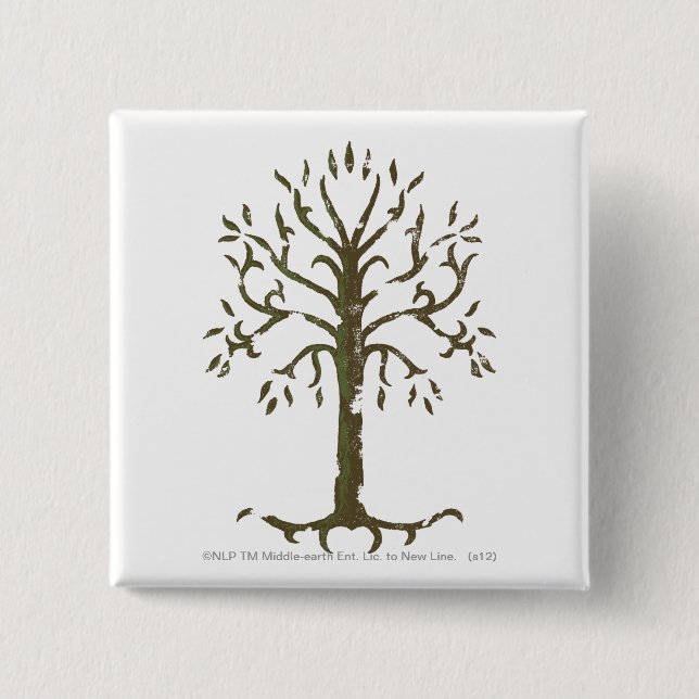 White Tree of Gondor 2 Inch Square Button (Front)