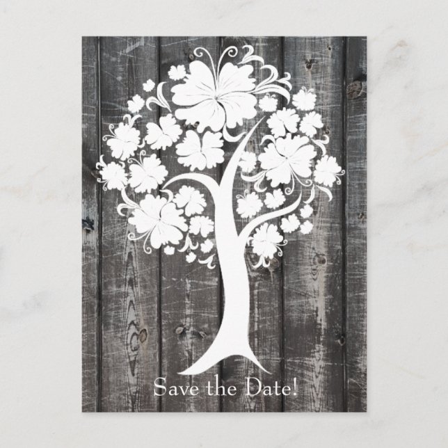 White Tree Old Wood Save the Date Announcement Postcard (Front)