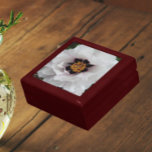 White Tree Peony Floral Gift Box<br><div class="desc">Store trinkets, jewellery and other small keepsakes in this wooden gift box with ceramic tile that features the photo image of a large, white Tree Peony flower with dark purple centre flares. A lovely, floral design! Select your gift box size and colour.</div>