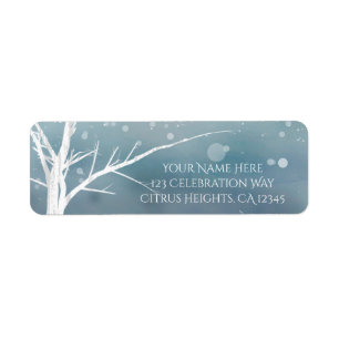 White Tree Winter Blue Élégant Mariage Invitation