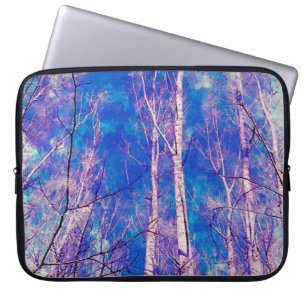 White Trees Light Blue Sky In February Watercolor Laptop Sleeve