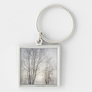 White Trees on a Snowy Day Keychain