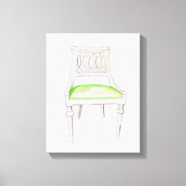 WHITE TRELLIS CHAIR CANVAS PRINT (Front)