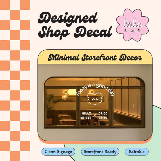 White Trendy Welcome Window Cling for Coffee Shop