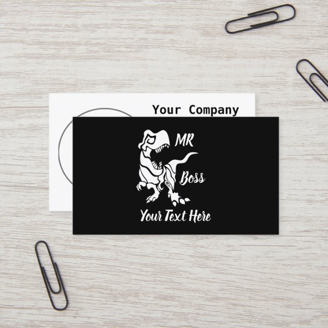 White Trex the Boss Dino Business Card (Front/Back In Situ)